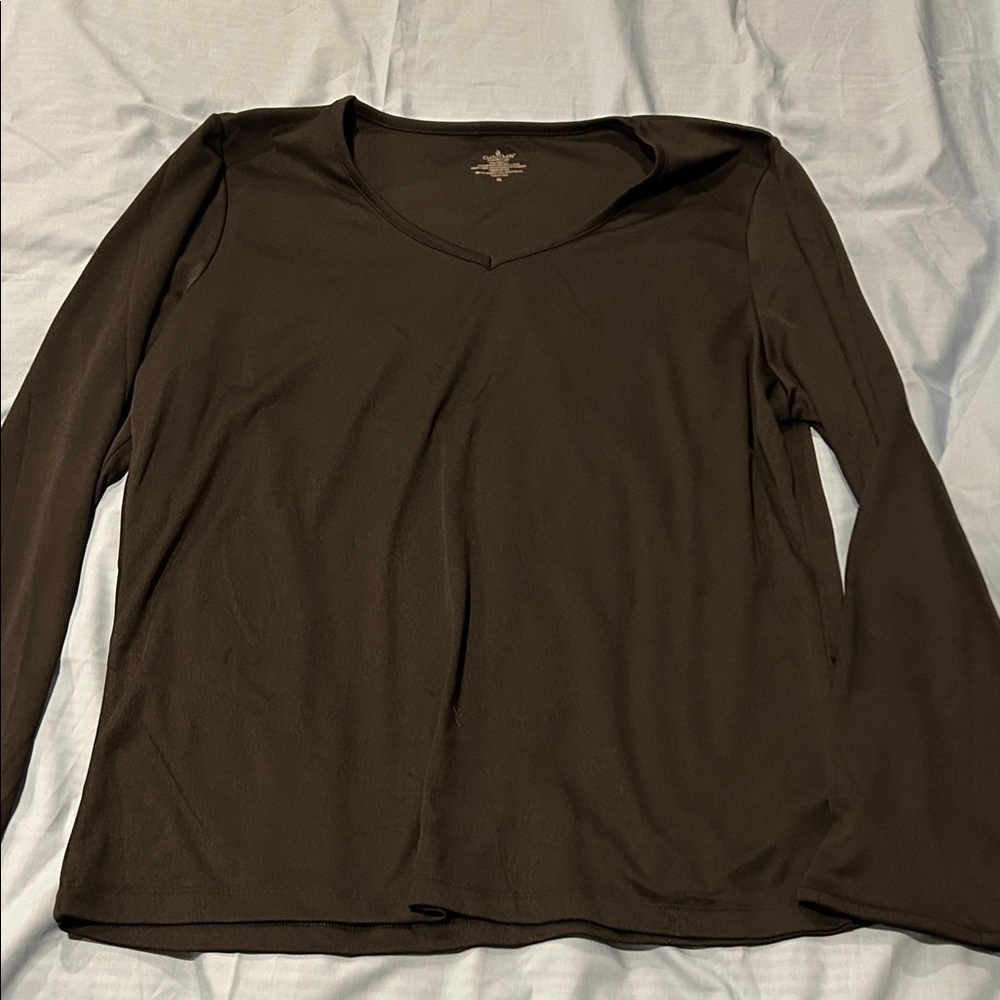 Cuddl Duds black Long Sleeve V-Neck Top